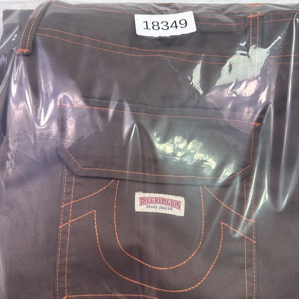 True Religion Cargo Pants  Men's 36  Bracken Brown  org trim wide leg